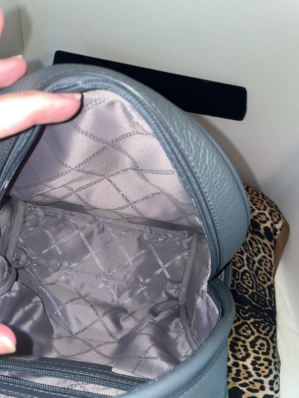 Michael Kors Pebbled Leather Medium Backpack in Slate Grey - Picture 9 of 16